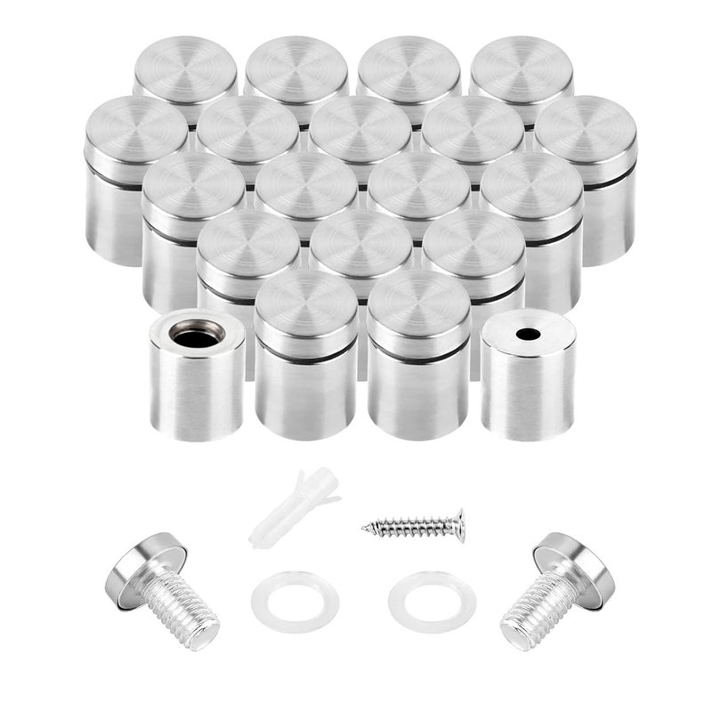 AOUVES Standoff Screws for Acrylic 3/4 x 1 inch Stainless Steel Wall Sign Silver Standoff Mounting Hardware 20 Pack - Image 1